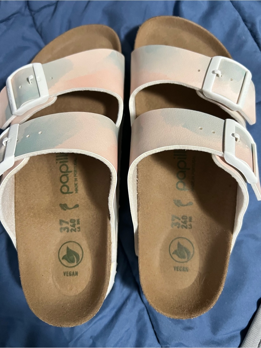 Papillio Pastel Tie-Dye Double Buckle Sandals - Pink & Light Blue